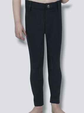 Elation Red Label Girls Pull-On Breeches Size 10 Black Cotton RIMA Knee Patch